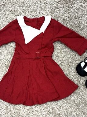 American Girl Kit Kittredge Christmas Dress with Black Shoes — Retired!